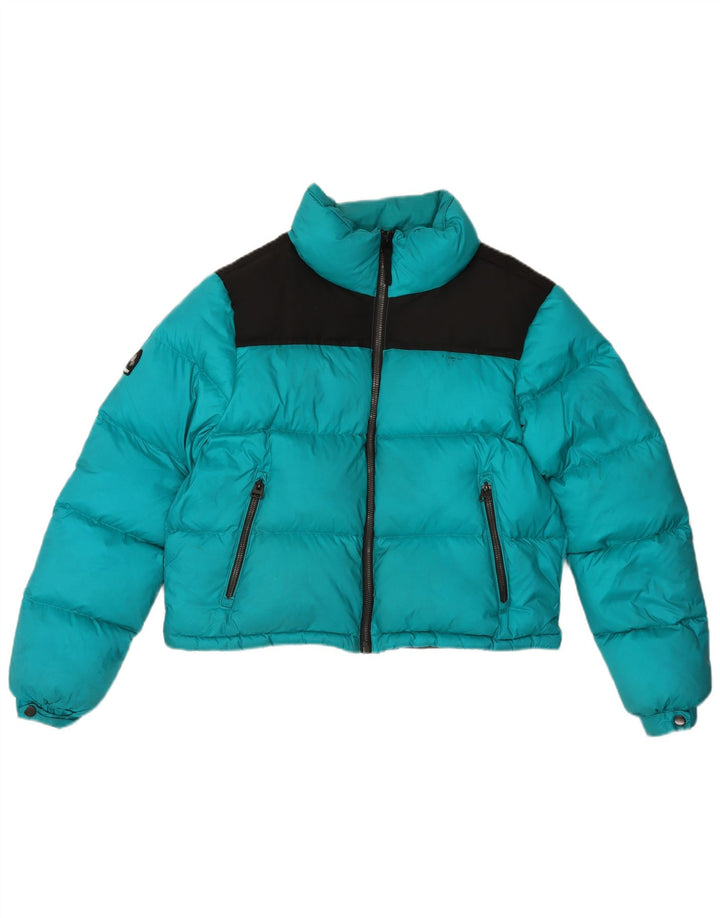 Superdry polstret jakke til kvinder UK 12 Medium Turkis Colourblock Polyester