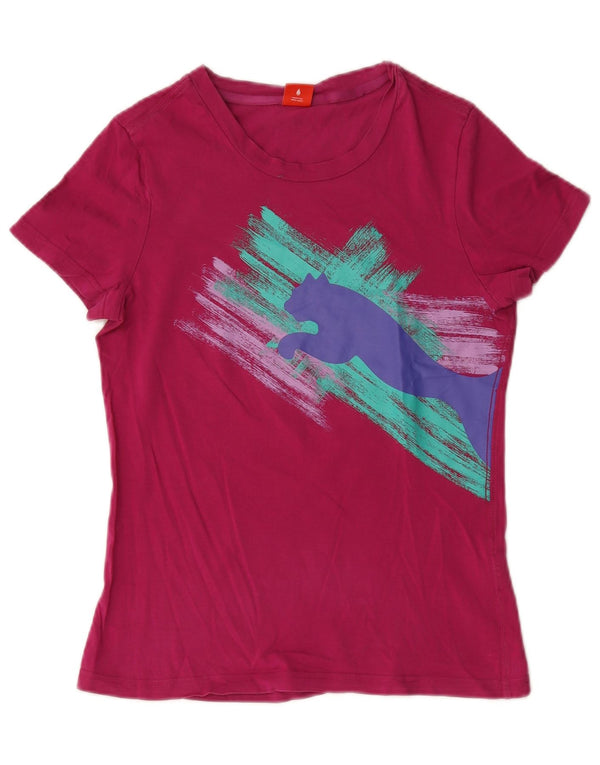 Puma Grafisk T-shirt top til kvinder UK 12 Medium Pink Bomuld
