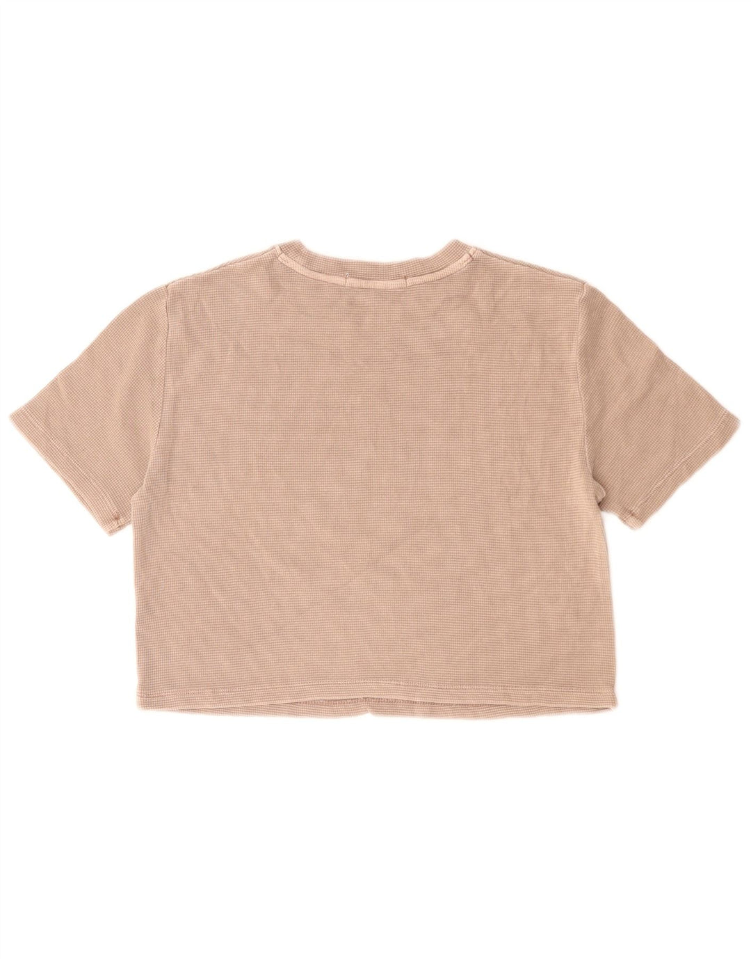 CALVIN KLEIN JEANS Dame Crop T-Shirt Top UK 10 Small Beige Bomuld