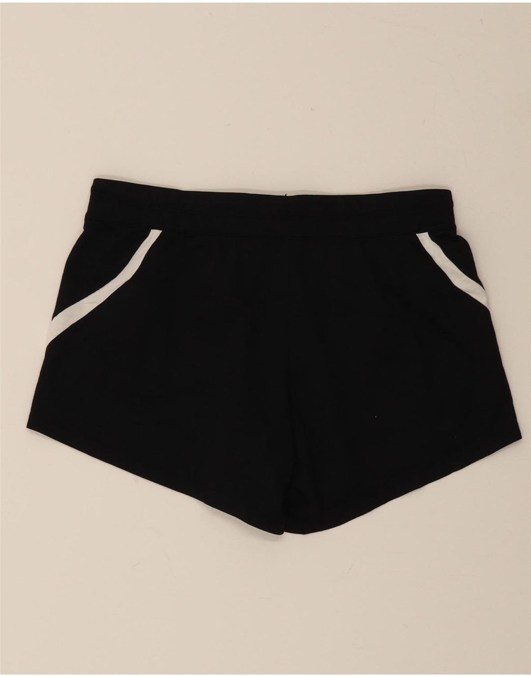 NIKE Womens Dri Fit Sport Shorts UK 14 Medium  Black Colourblock Polyester Vintage Nike and Second-Hand Nike from Messina Hembry 