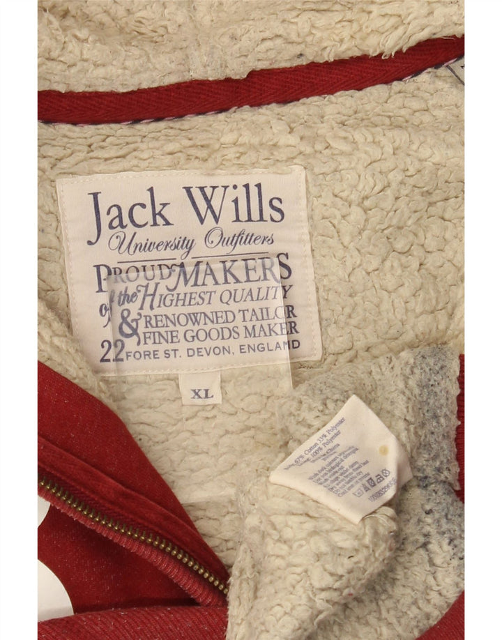 JACK WILLS Herre grafisk hættetrøje med lynlås XL Rød Bomuld