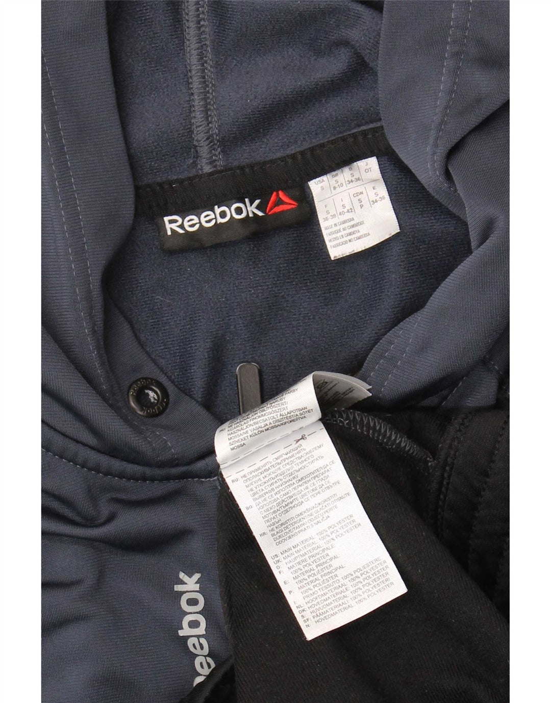 Reebok hættetrøje med lynlås til kvinder UK 8/10 Small Grey Colourblock Polyester