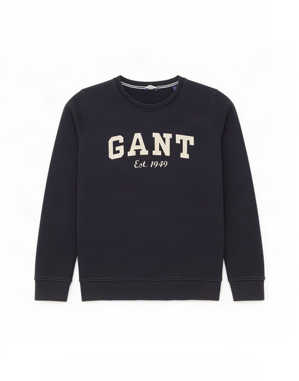 Gant Womens Graphic Sweatshirt Jumper UK 10 Small Navy Blue Cotton