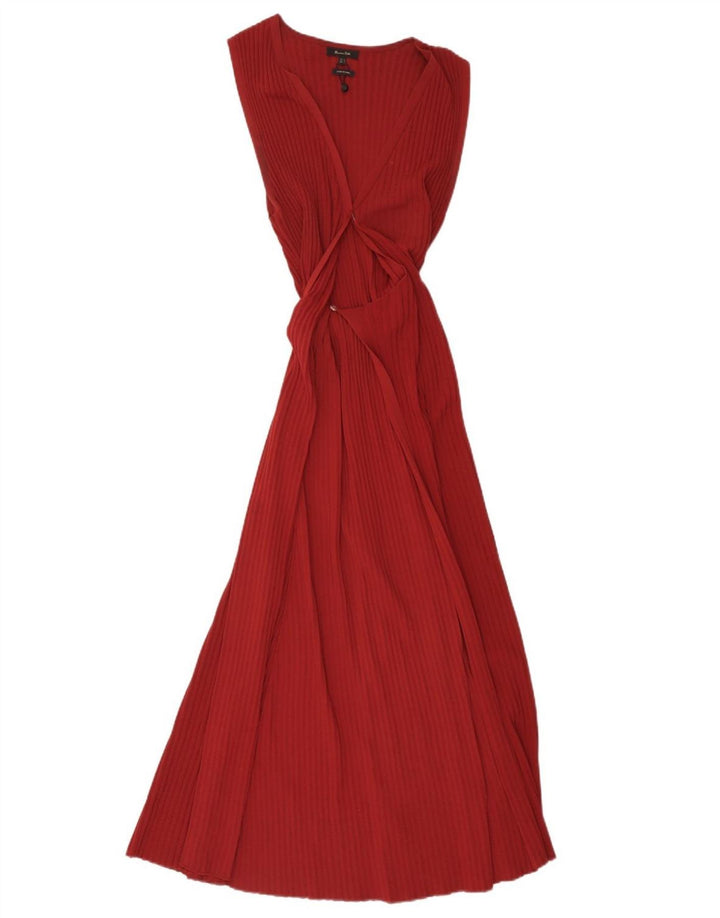 Massimo Dutti Dame ærmeløs Maxikjole UK 12 Medium Rød Viscose