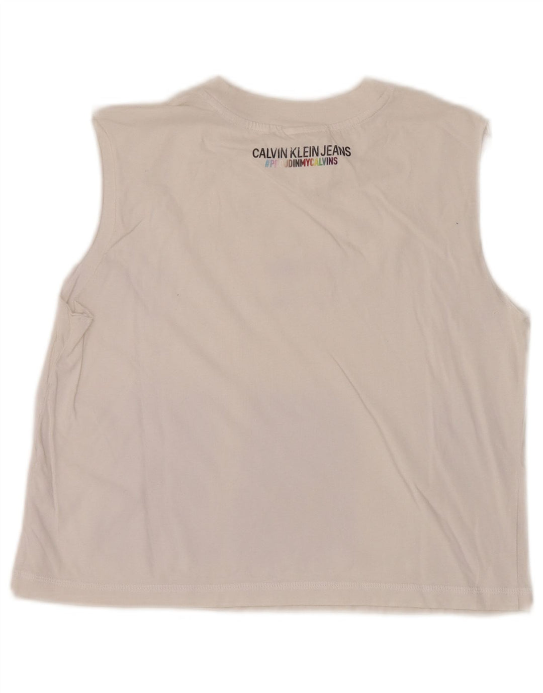 Calvin Klein Dame Crop Grafisk Vest Top UK 12 Medium White
