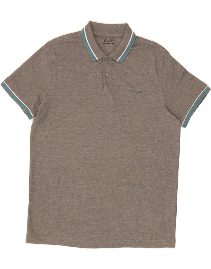 LOTTO Mens Polo Shirt Large Grey Polyester Vintage Lotto and Second-Hand Lotto from Messina Hembry 