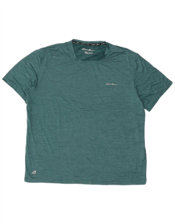 Eddie Bauer Herre T-Shirt Top XL Grøn Flecked Polyester