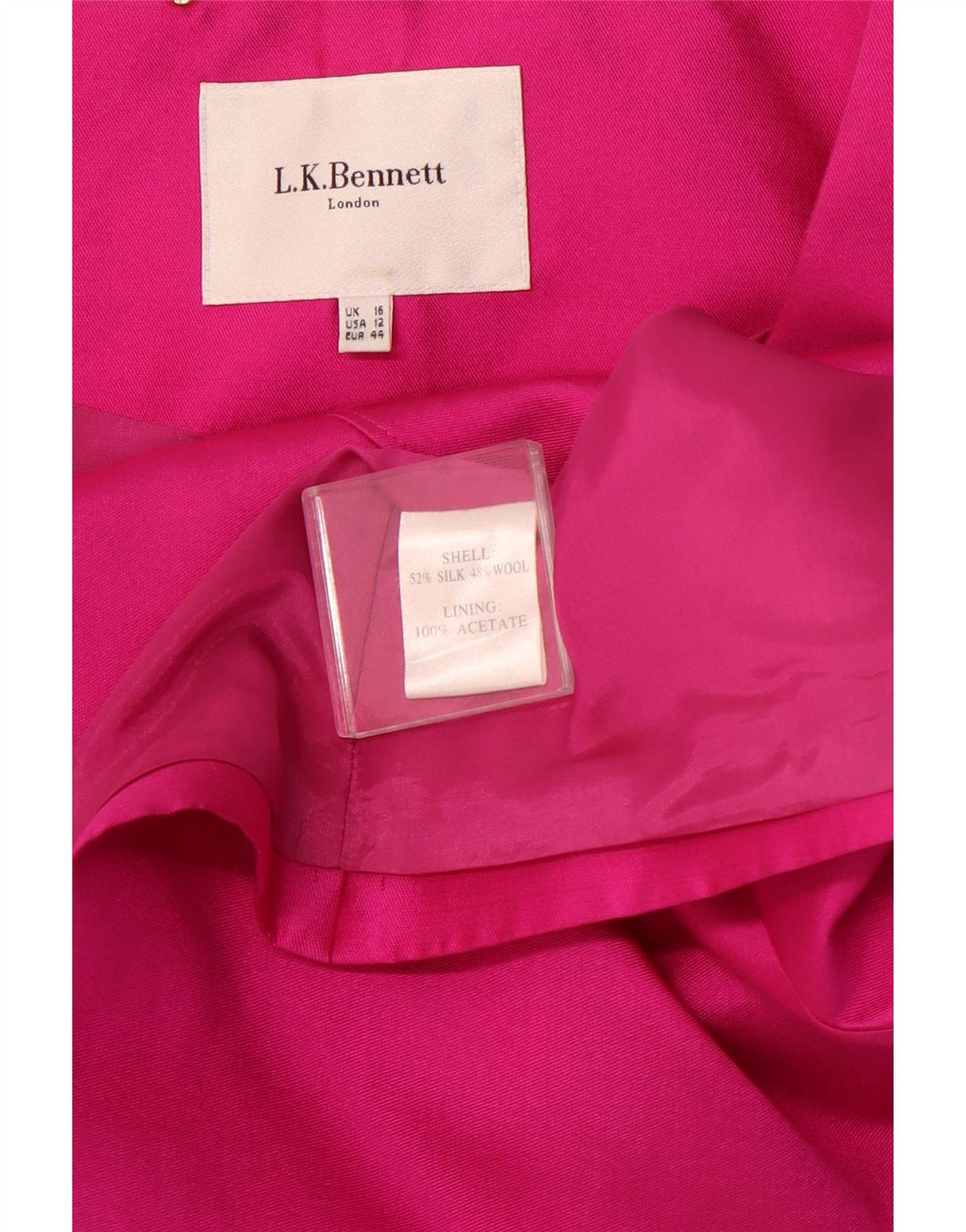 L.K. BENNETT Womens Crop 3/4-ærmet blazerjakke UK 16 Large Pink Silk
