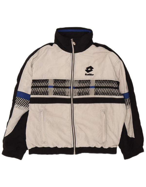 Lotto Mens Tracksuit Top Jacket Large Black Colourblock Polyester