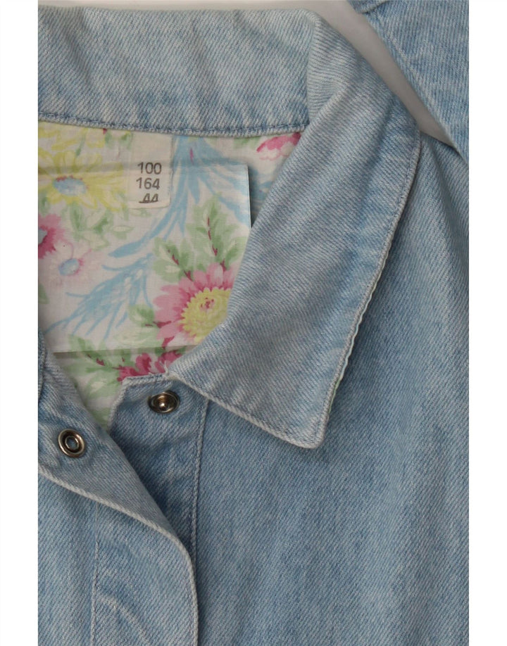 Vintage Dame grafisk denimjakke IT 44 Medium Blue Floral