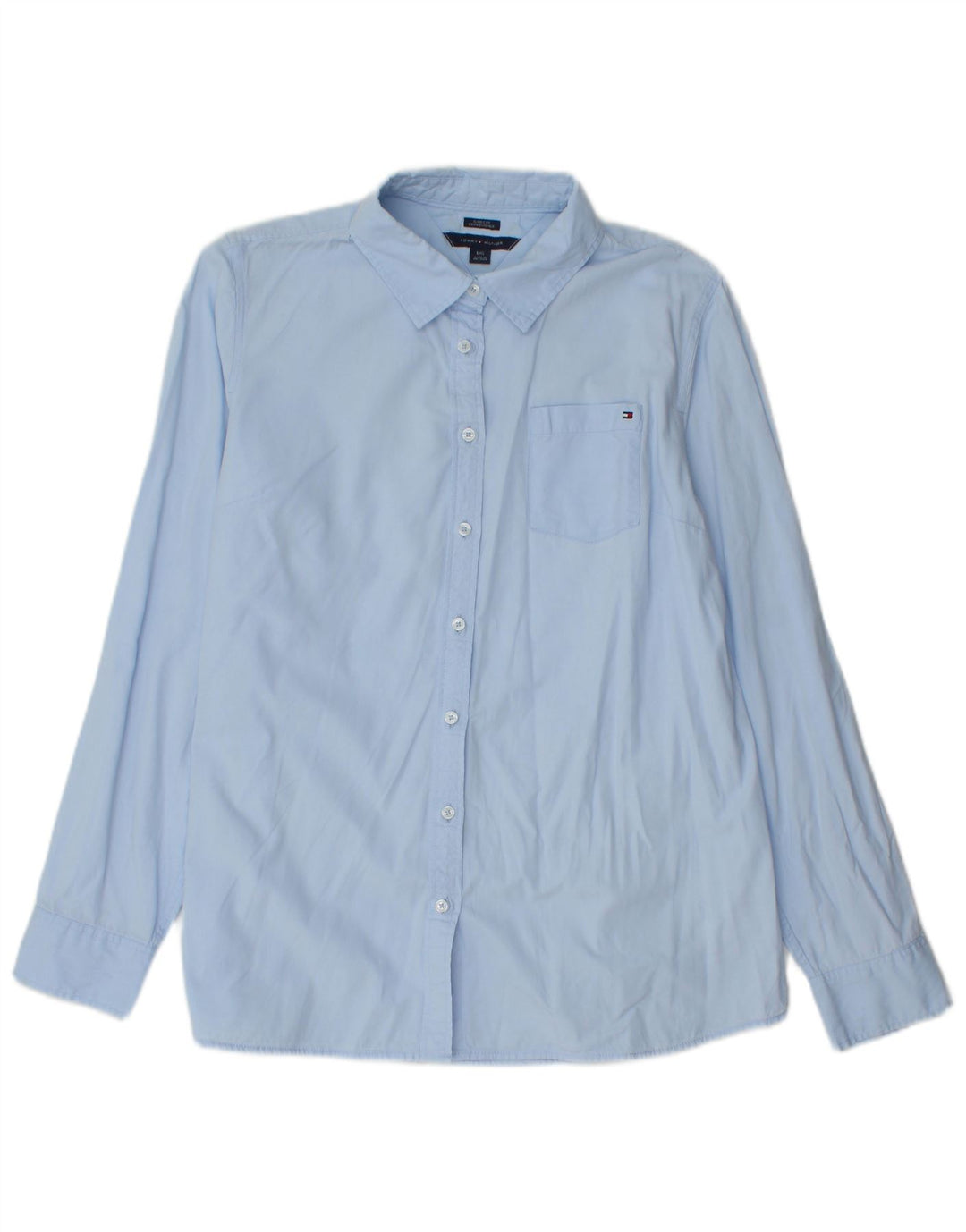 Tommy Hilfiger Dame Classic Fit skjorte Stor blå bomuld