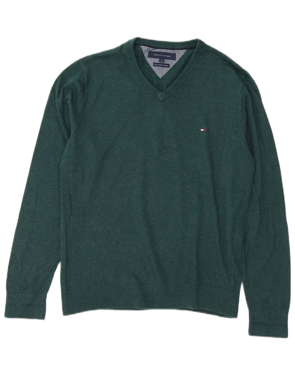 Tommy Hilfiger Herre V-hals sweater Medium Grøn Bomuld