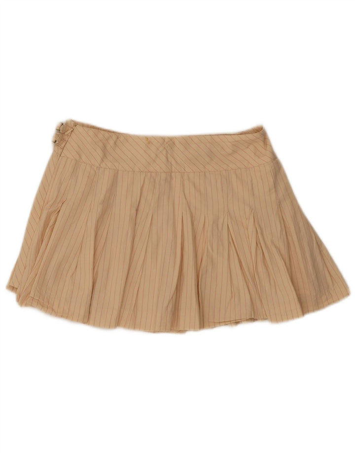 Zara Dame Mini Wrap Nederdel Medium W28 Beige Nålestribet Bomuld