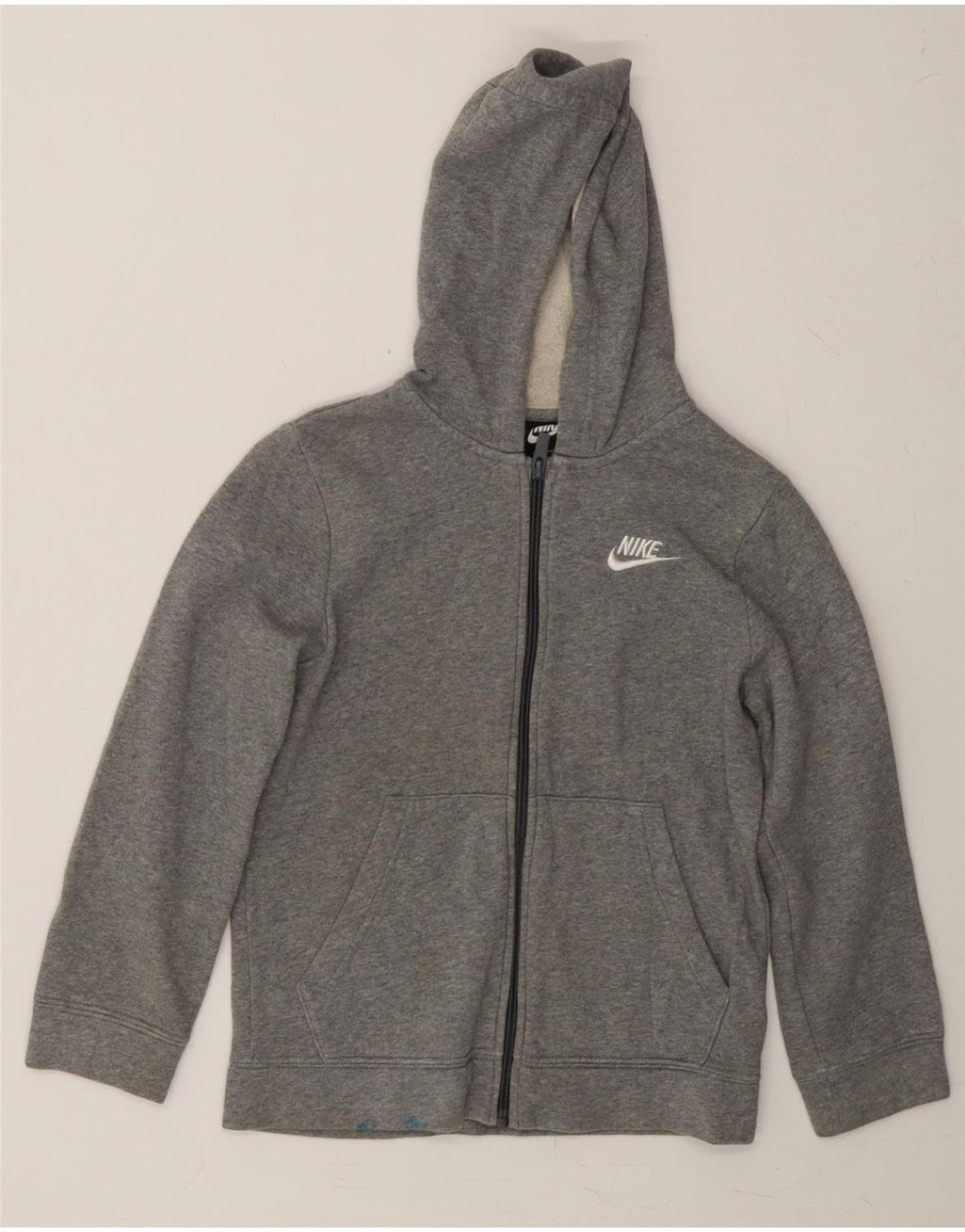 NIKE Boys Zip Hoodie Sweater 8-9 Years Small Grey Cotton Vintage Nike and Second-Hand Nike from Messina Hembry 