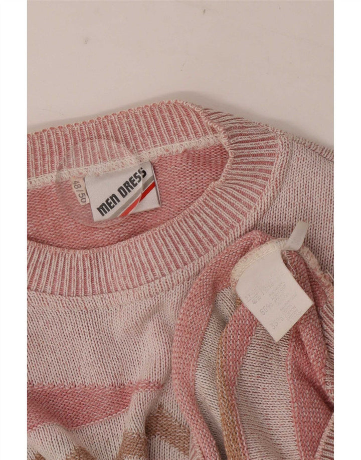 Vintage mænd med rund hals sweater IT 48/50 Medium Pink Geometrisk
