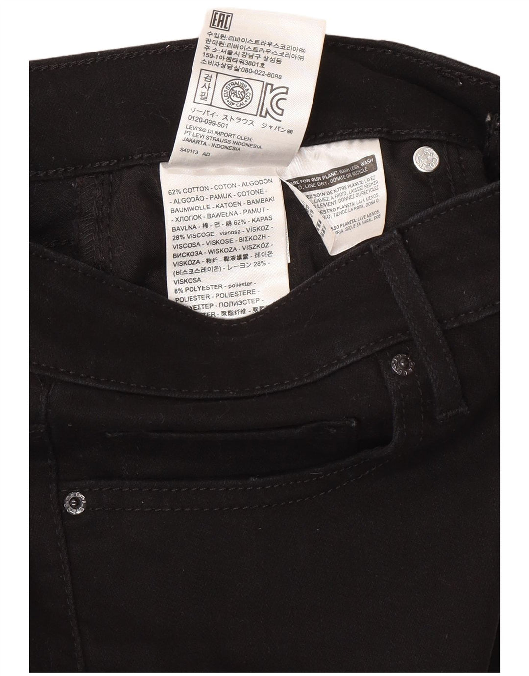 Levi's Dame 712 Slim Jeans W28 L30 Sort Bomuld