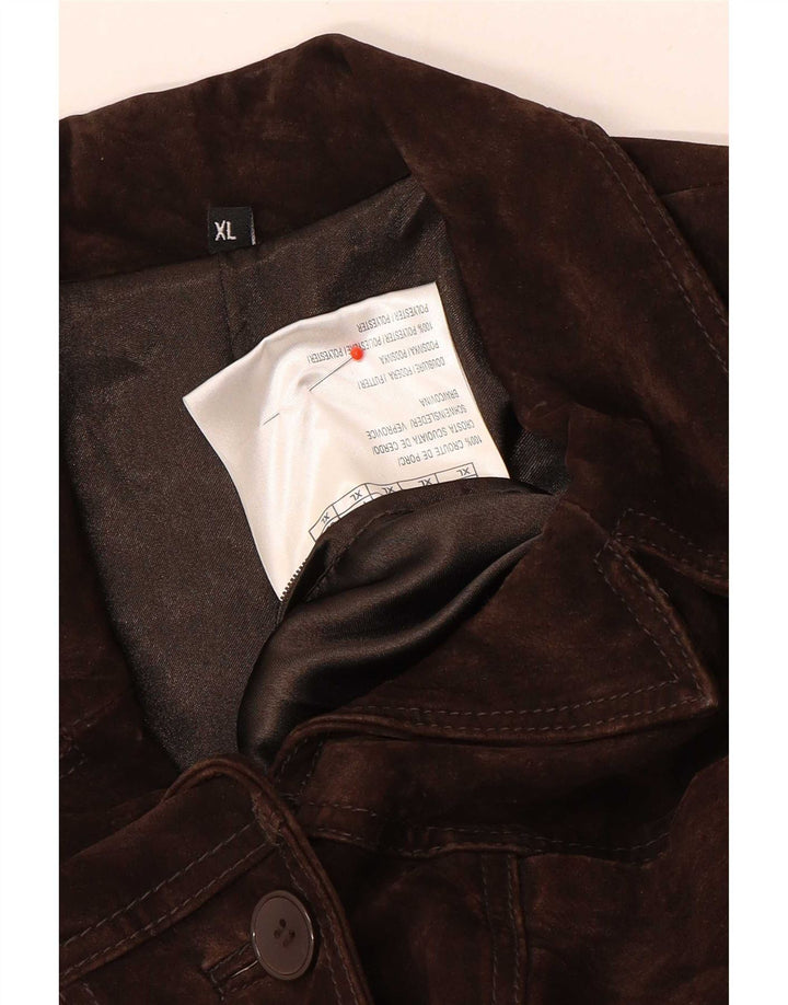 Vintage dame ruskindsjakke UK 18 XL brunt læder