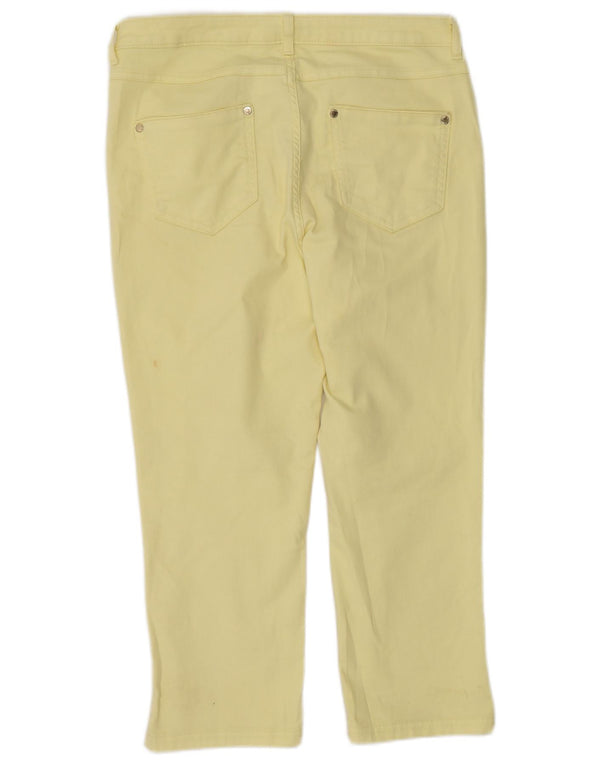 Marks & Spencer Womens Per Una Cropped Trousers UK 12 Medium W32 L22 Yellow