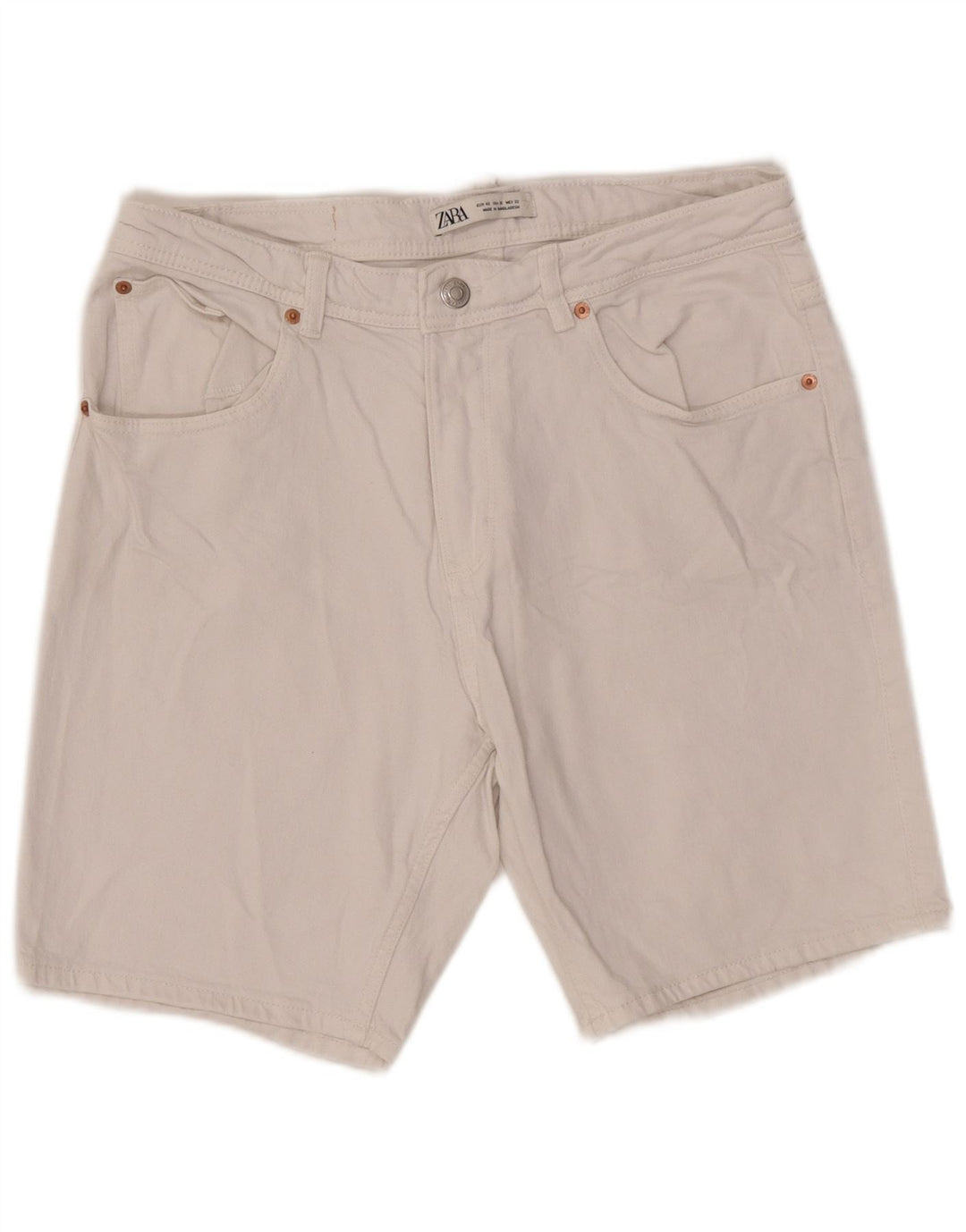 Zara Herre Denim Shorts EU 42 Large W32 Hvid Bomuld