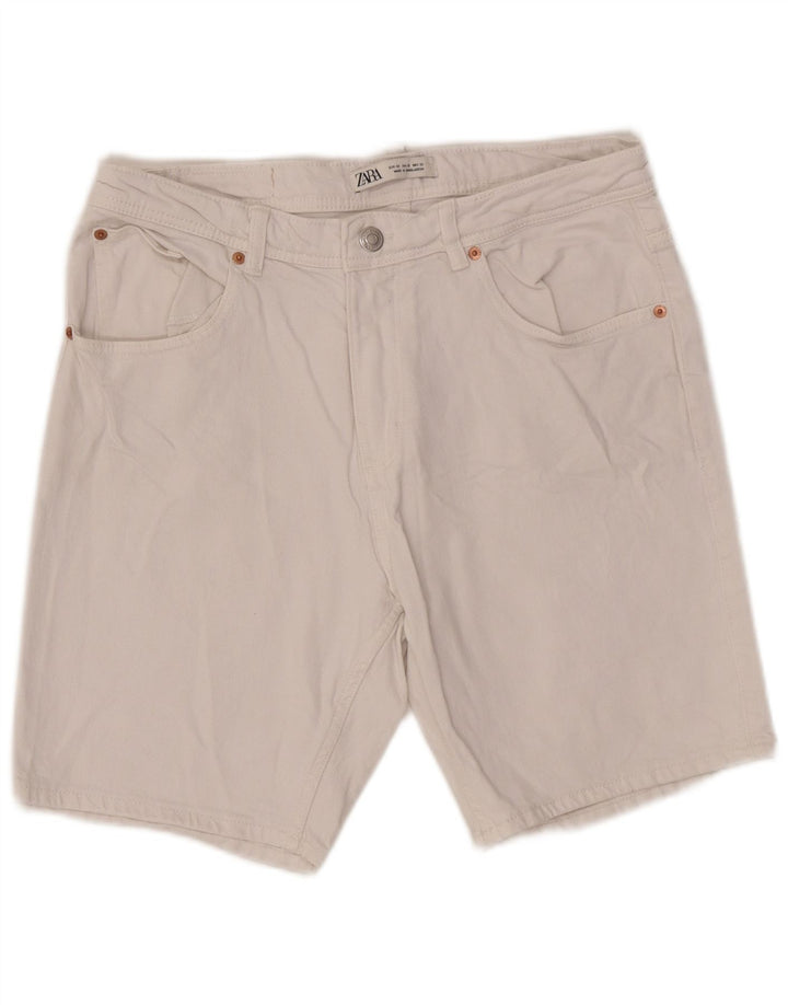 Zara Herre Denim Shorts EU 42 Large W32 Hvid Bomuld