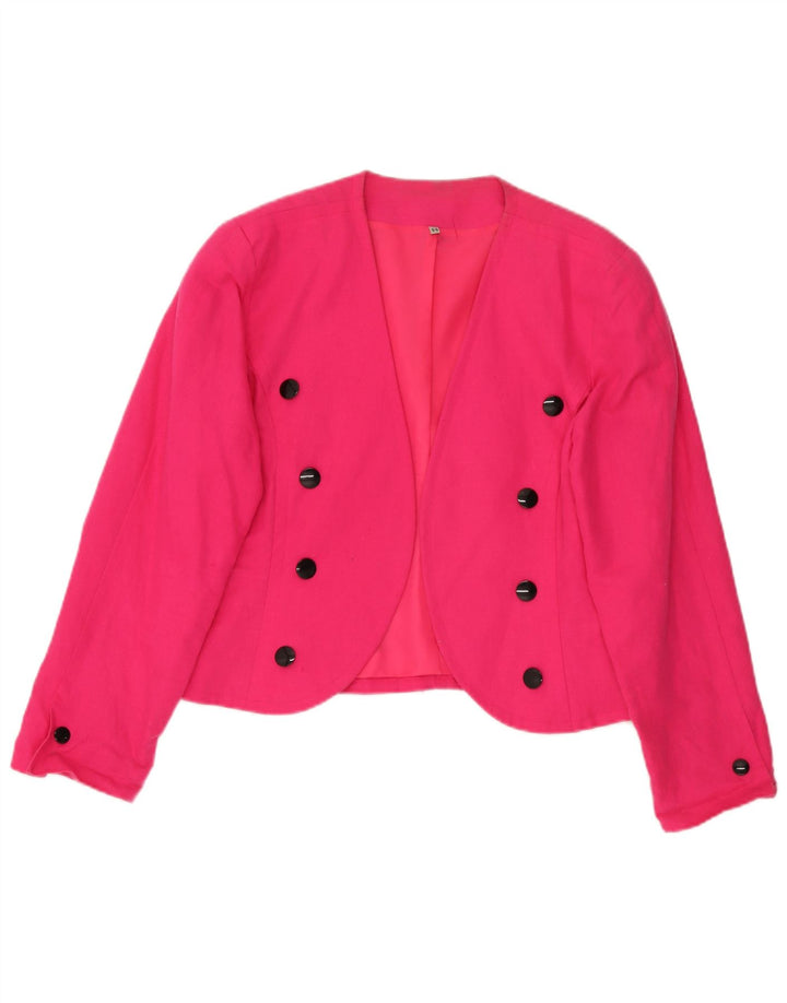 Vintage Dame Open Blazer Jacket EU 44 Large Pink Linen