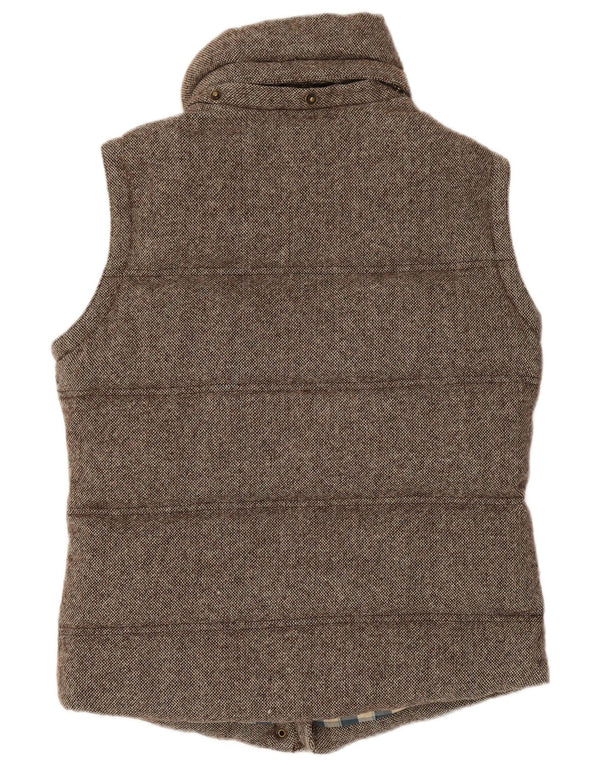 Jack Wills Womens Padded Gilet UK 8 Small Brown Flecked Wool