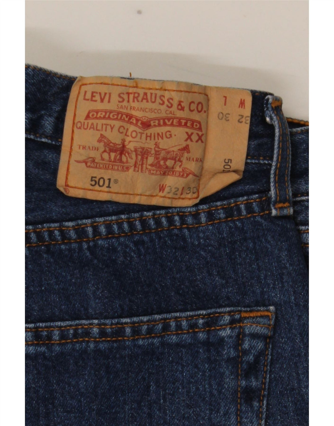 Levi's Herre 501 Straight Jeans W32 L30 Marineblå Bomuld