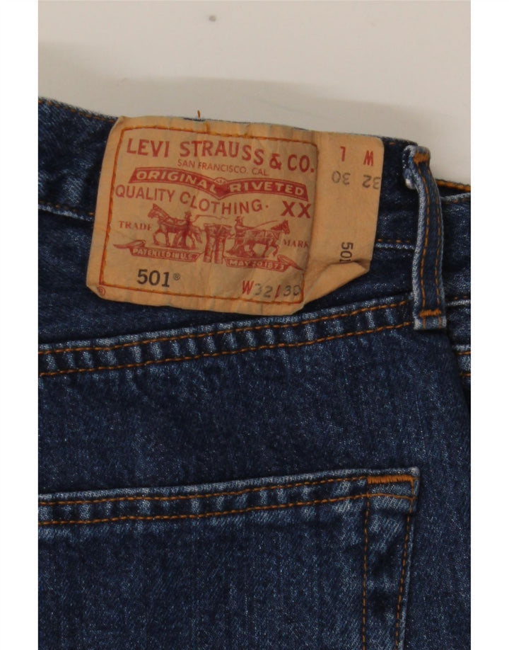Levi's Herre 501 Straight Jeans W32 L30 Marineblå Bomuld