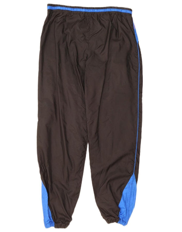 Vintage Mens Tracksuit Trousers Joggers Medium  Black Colourblock Nylon
