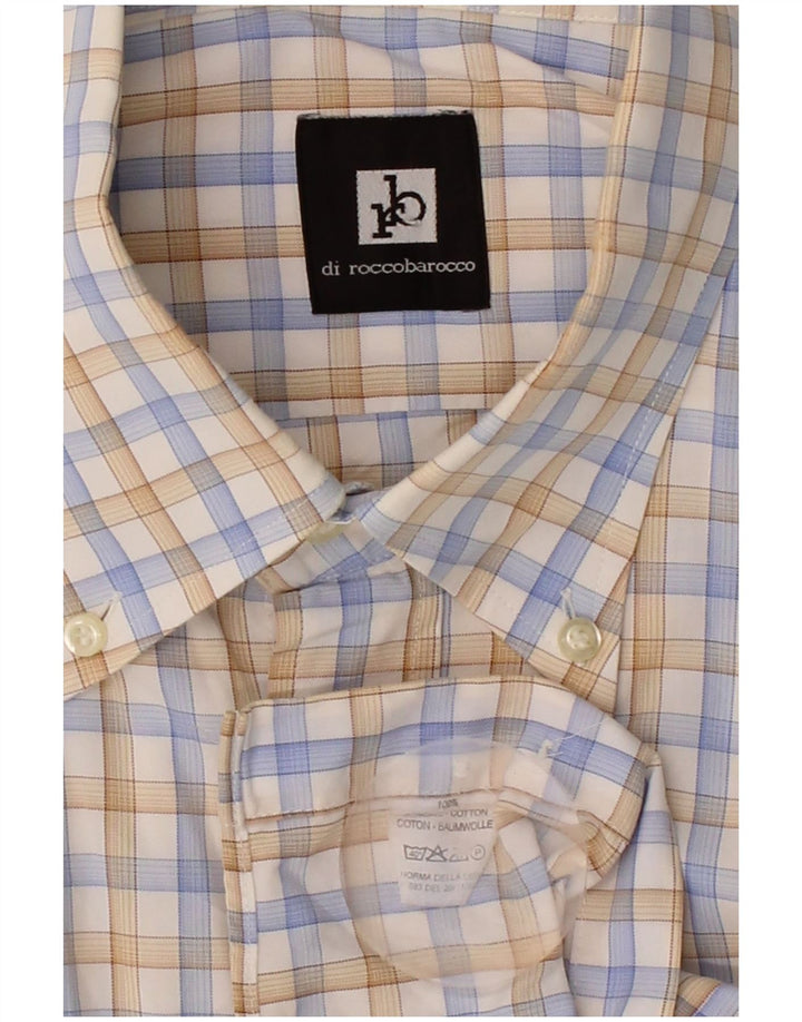 ROCCOBAROCCO Mens Short Sleeve Shirt Large Multicoloured Check Cotton
