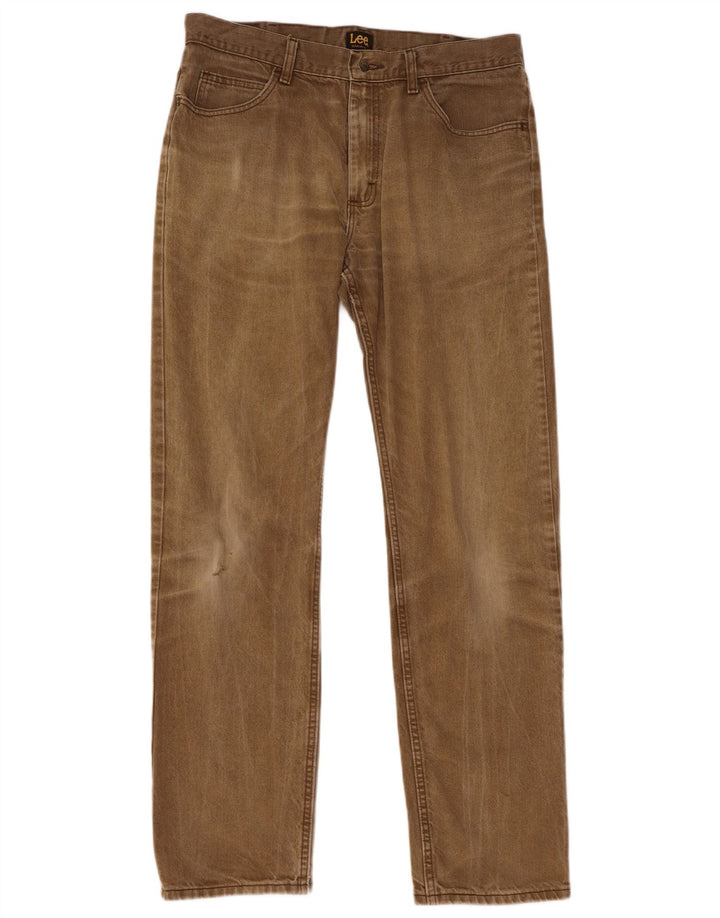 Lee Straight Jeans til mænd W35 L34 Khaki Bomuld