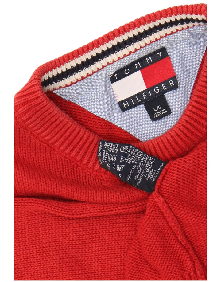 TOMMY HILFIGER Herre sweater med rund hals, stor rød bomuld