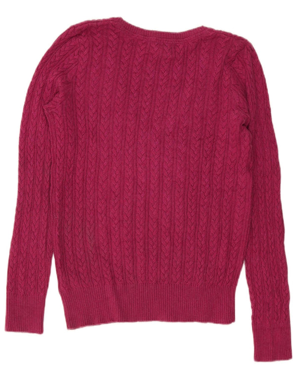 Eddie Bauer Dame V-hals sweater UK 14 Medium Pink Bomuld