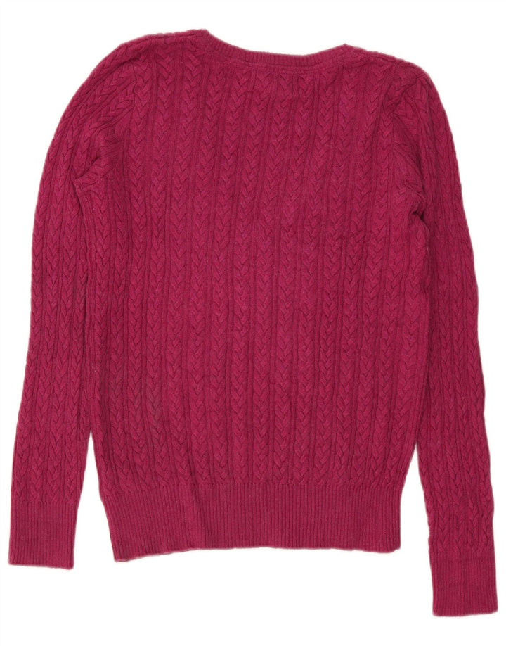 Eddie Bauer Dame V-hals sweater UK 14 Medium Pink Bomuld