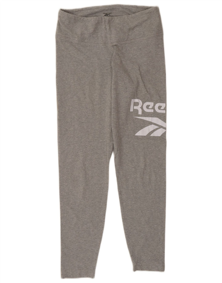 Reebok Womens Grafiske Leggings UK 12/14 Medium Grey Bomuld
