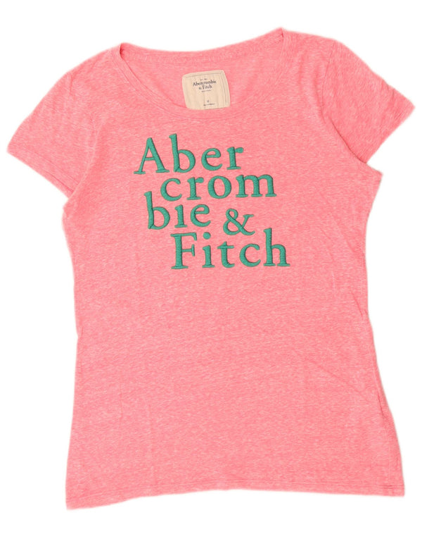 Abercrombie & Fitch Grafisk T-shirt top til kvinder UK 12 Medium Pink Flecked