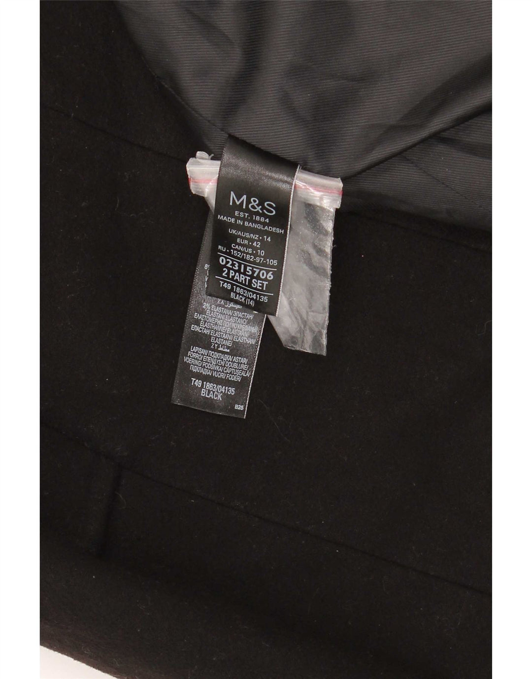 Marks & Spencer Dameoverfrakke UK 14 Stor sort polyester