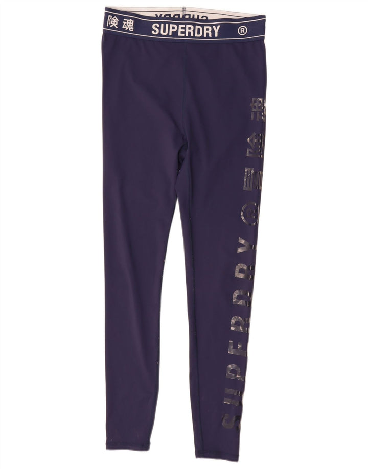 Superdry Grafiske Leggings til kvinder UK 12 Medium Navy Blue Polyester