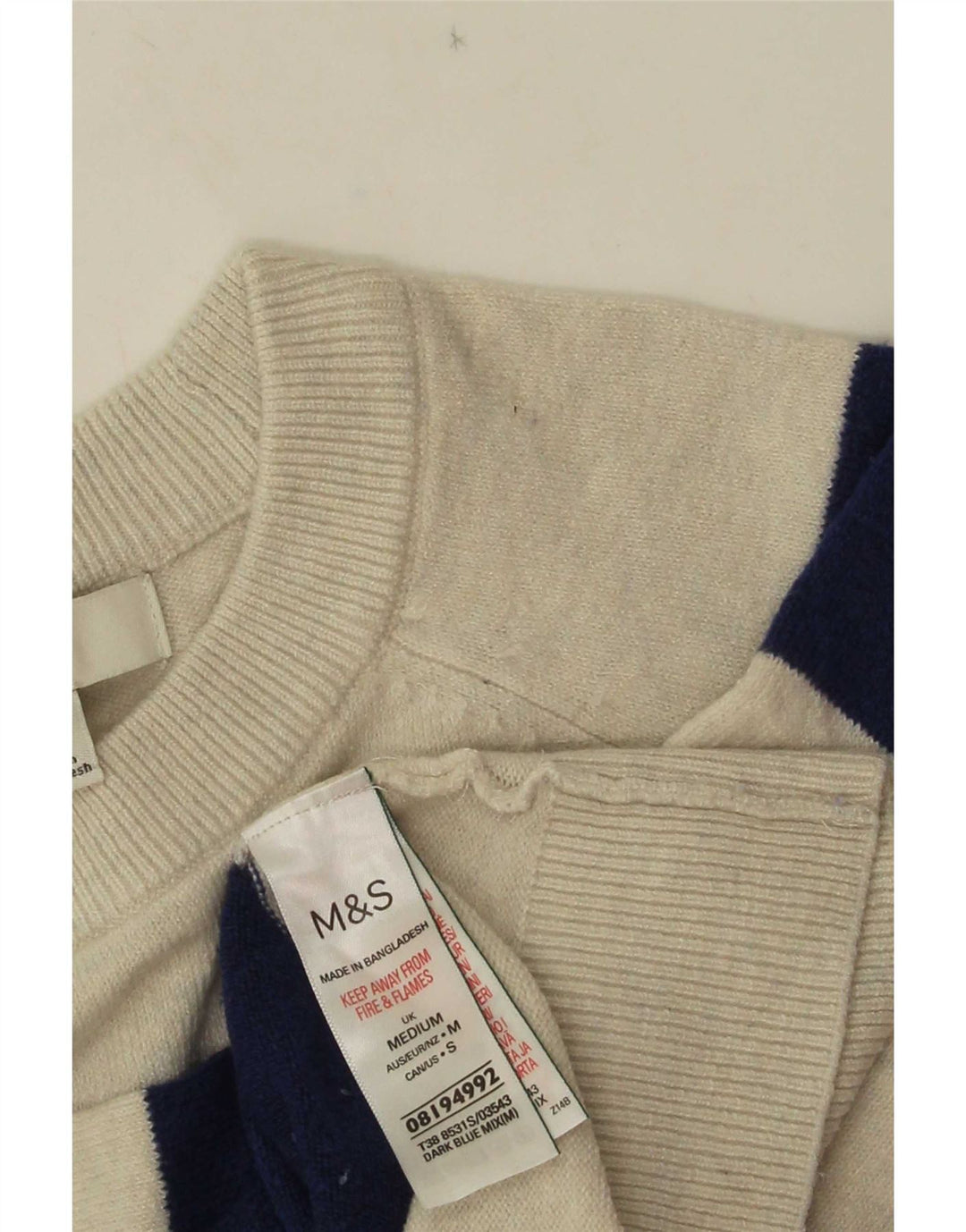 Marks & Spencer Dame sweater med rund hals DK 14 Mellem blå stribet