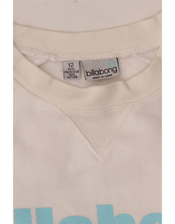 BILLABONG Dame grafisk sweatshirt Jumper UK 12 Medium White Polyester