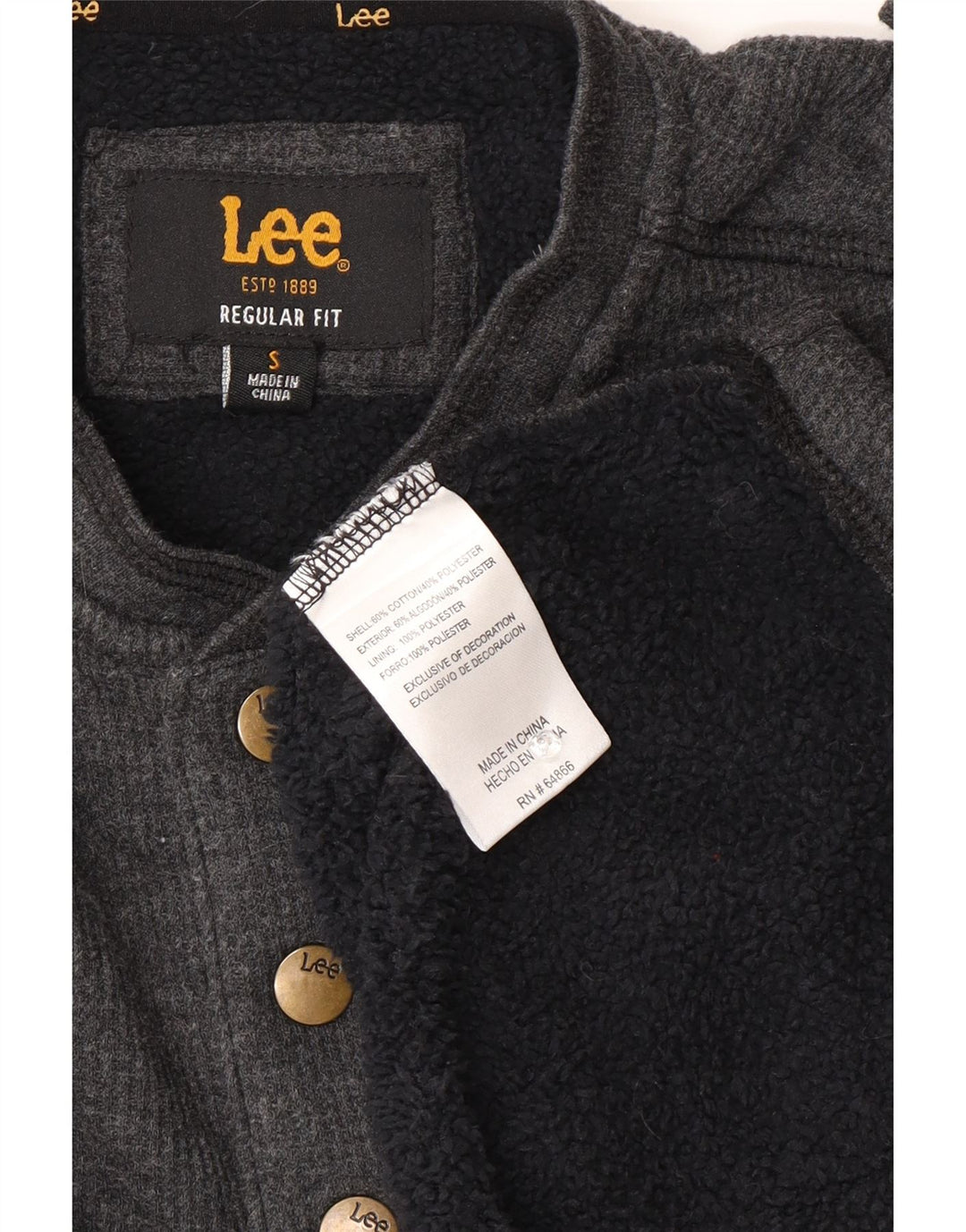 Lee Herre Regular Fit Button Neck Sweatshirt Jumper lille grå bomuld