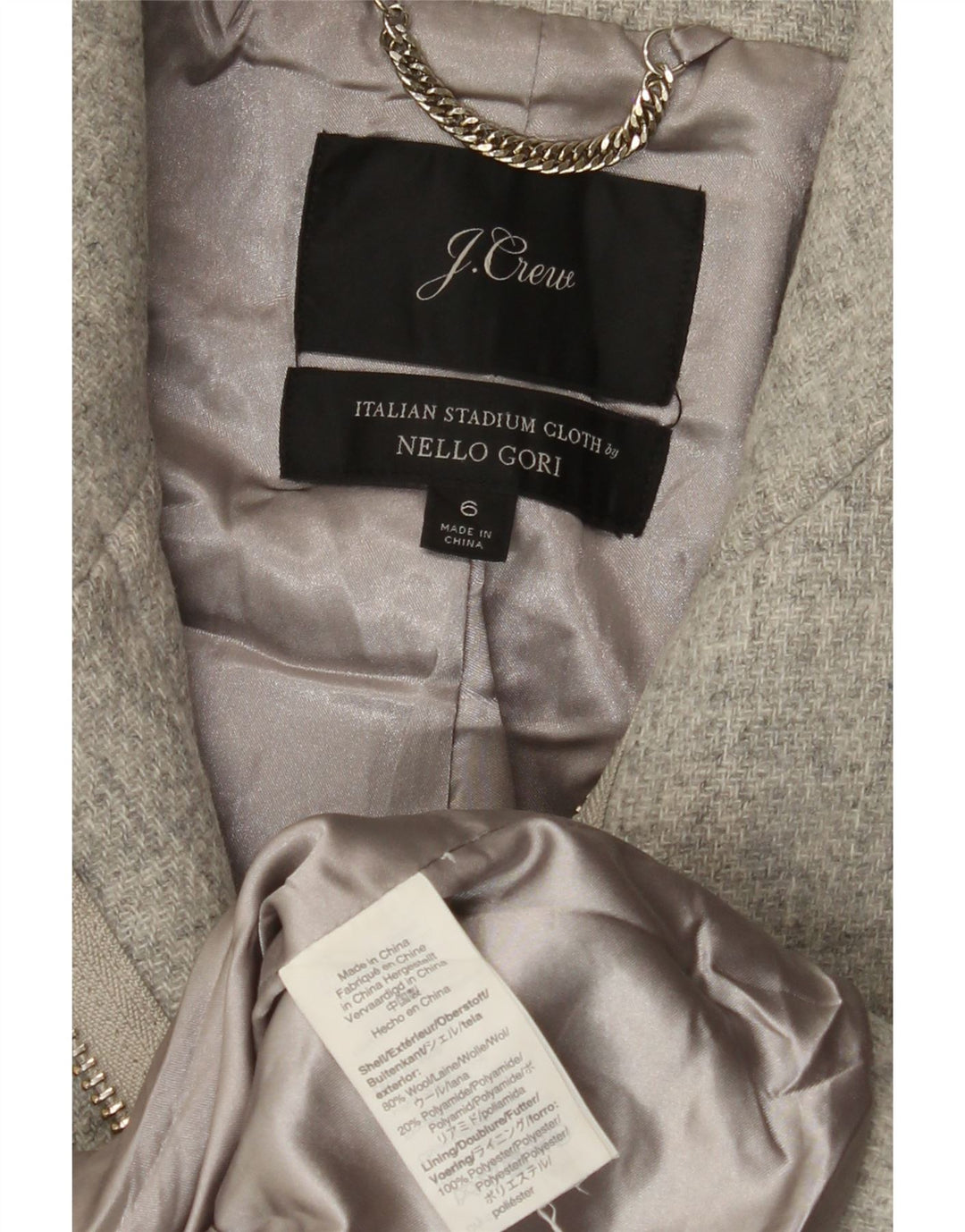 J. CREW Dameoverfrakke US 6 Medium Grey Uld