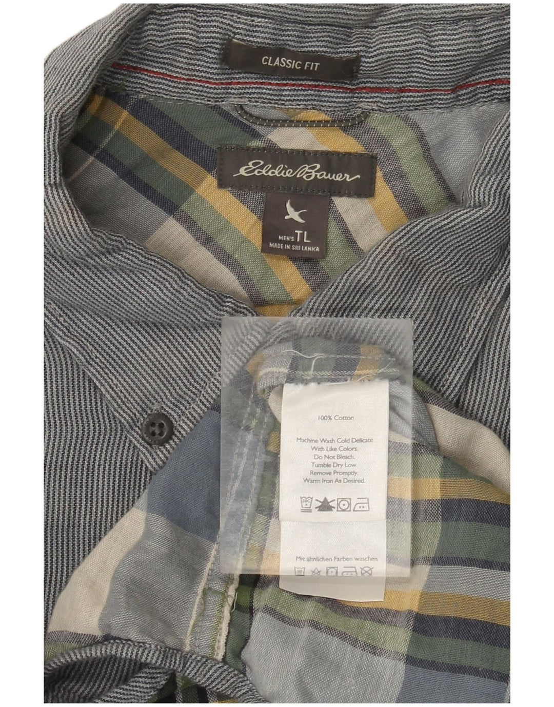 EDDIE BAUER Herre Tall Classic Fit skjorte Stor blå bomuld