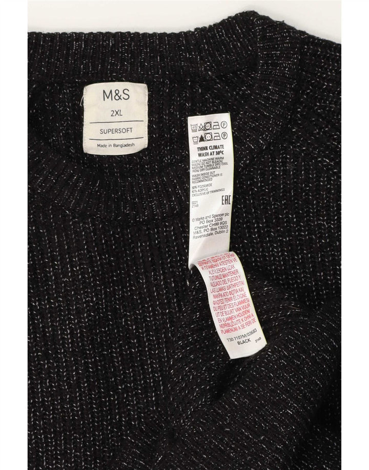 Marks & Spencer Herre sweater med rund hals 2XL sort Flecked Polyamid