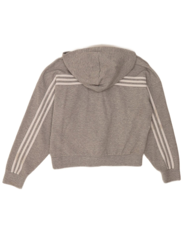 Adidas Dame Relaxed Fit Hættetrøje Sweater UK 8/10 lille grå stribet