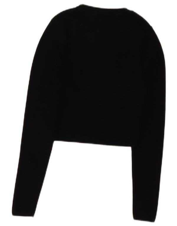 Zara Womens Crop Boat Neck Jumper Sweater UK 8 Small Black Viscose