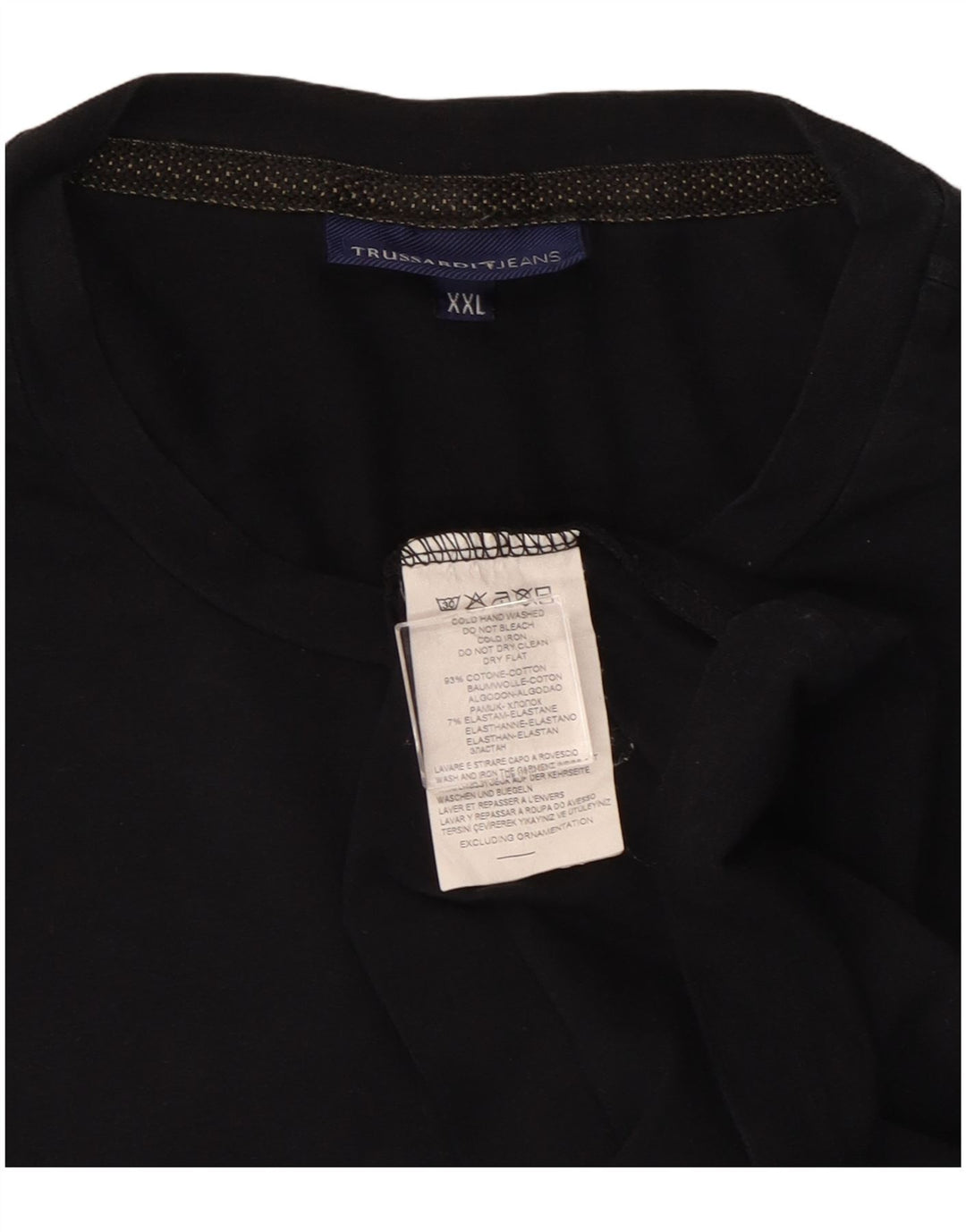 TRUSSARDI JEANS Herre Top Langærmet 2XL Sort Bomuld