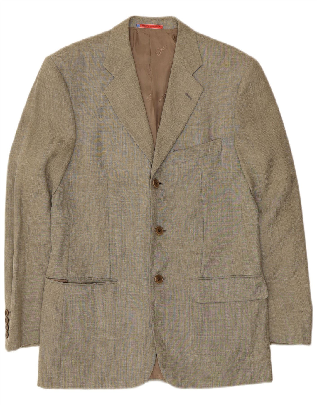 UNGARO Herre 3-knaps blazerjakke IT 46 Small Khaki Wool