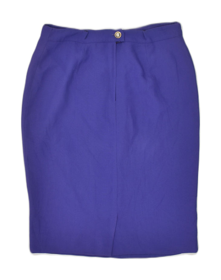 MAX MARA Womens High Waist Pencil Skirt W30 Medium Blue Acetate | Vintage Max Mara | Thrift | Second-Hand Max Mara | Used Clothing | Messina Hembry 