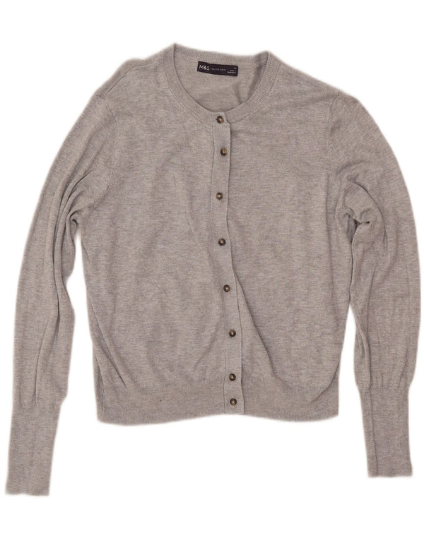 MARKS & SPENCER Dame Crop cardigan sweater UK 14 Medium Grey Viscose